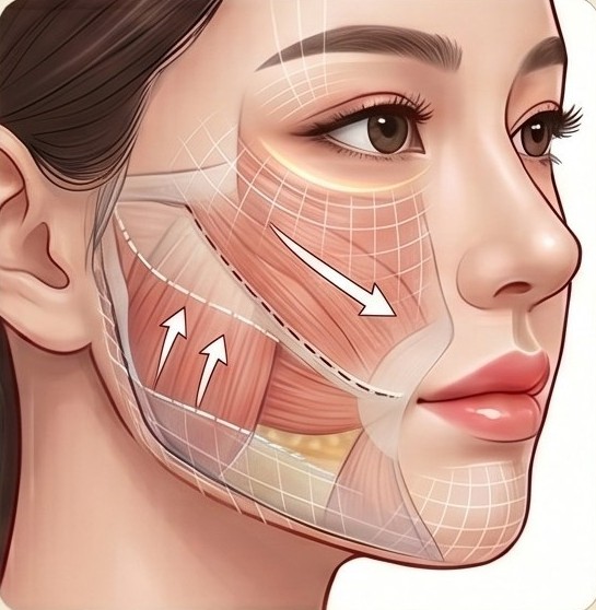 안면거상 STEP 02 — SMAS층 박리 및 피부 당김